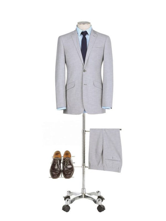 BUILD YOUR PACKAGE: Light Grey Slim Fit Suit (Package Includes 2 Pc Suit, Shirt, Necktie or Bow Tie, Matching Pocket Square, & Shoes)
