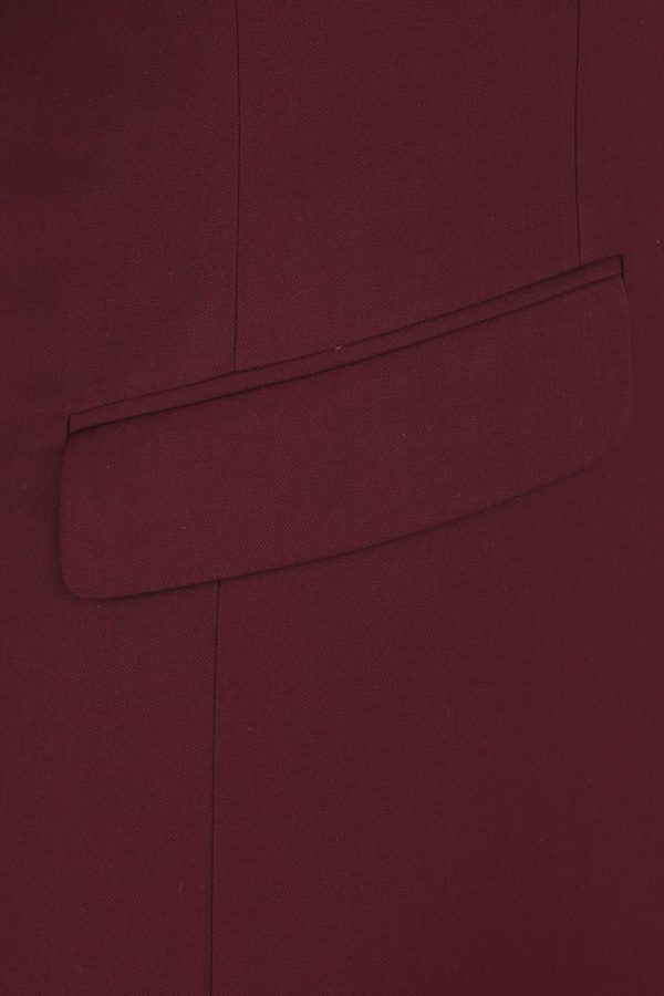 BUILD YOUR PACKAGE: Burgundy Slim Fit Suit (Package Includes 2 Pc Suit, Shirt, Necktie or Bow Tie, Matching Pocket Square, & Shoes)