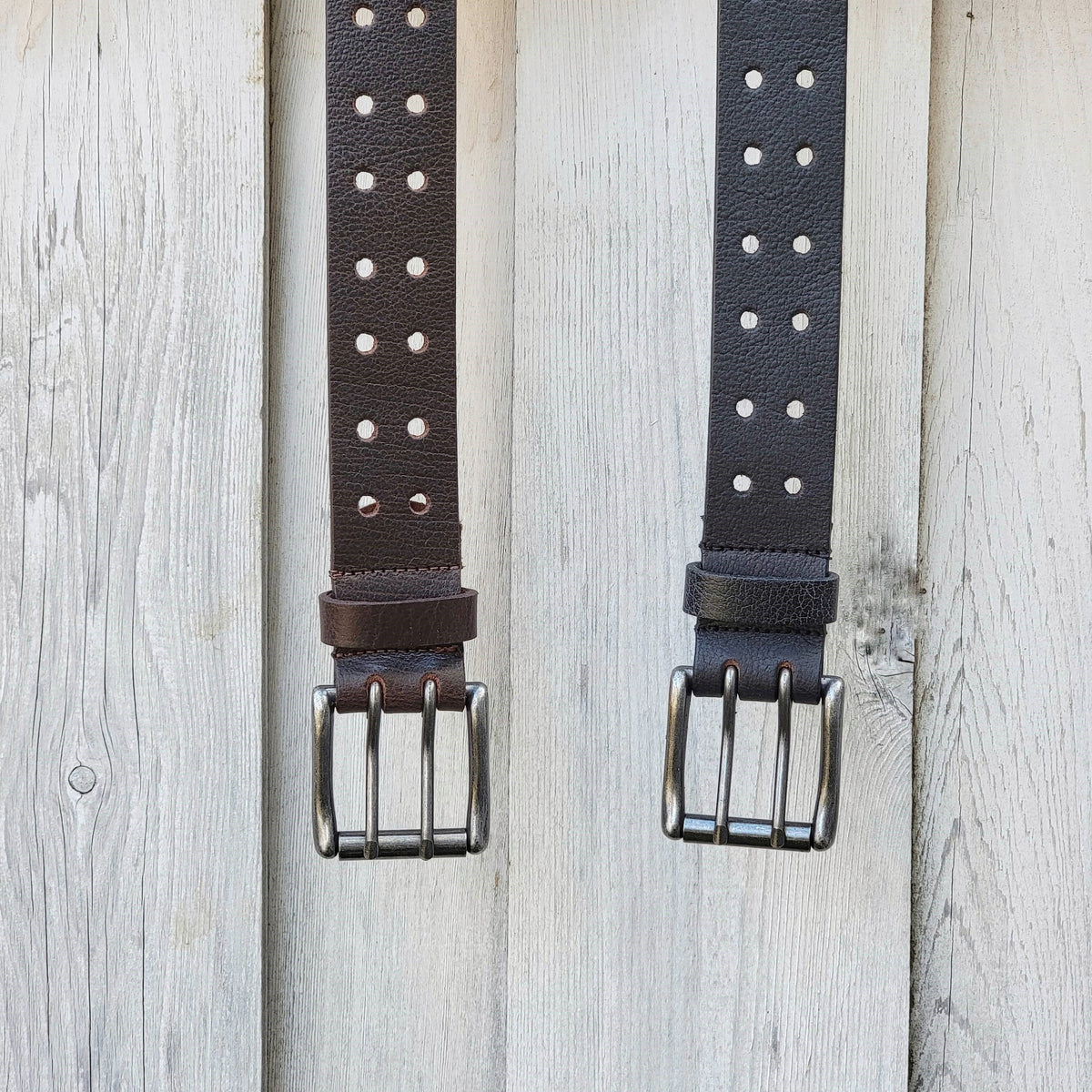 Brown Double Hole Full Grain Leather Belt