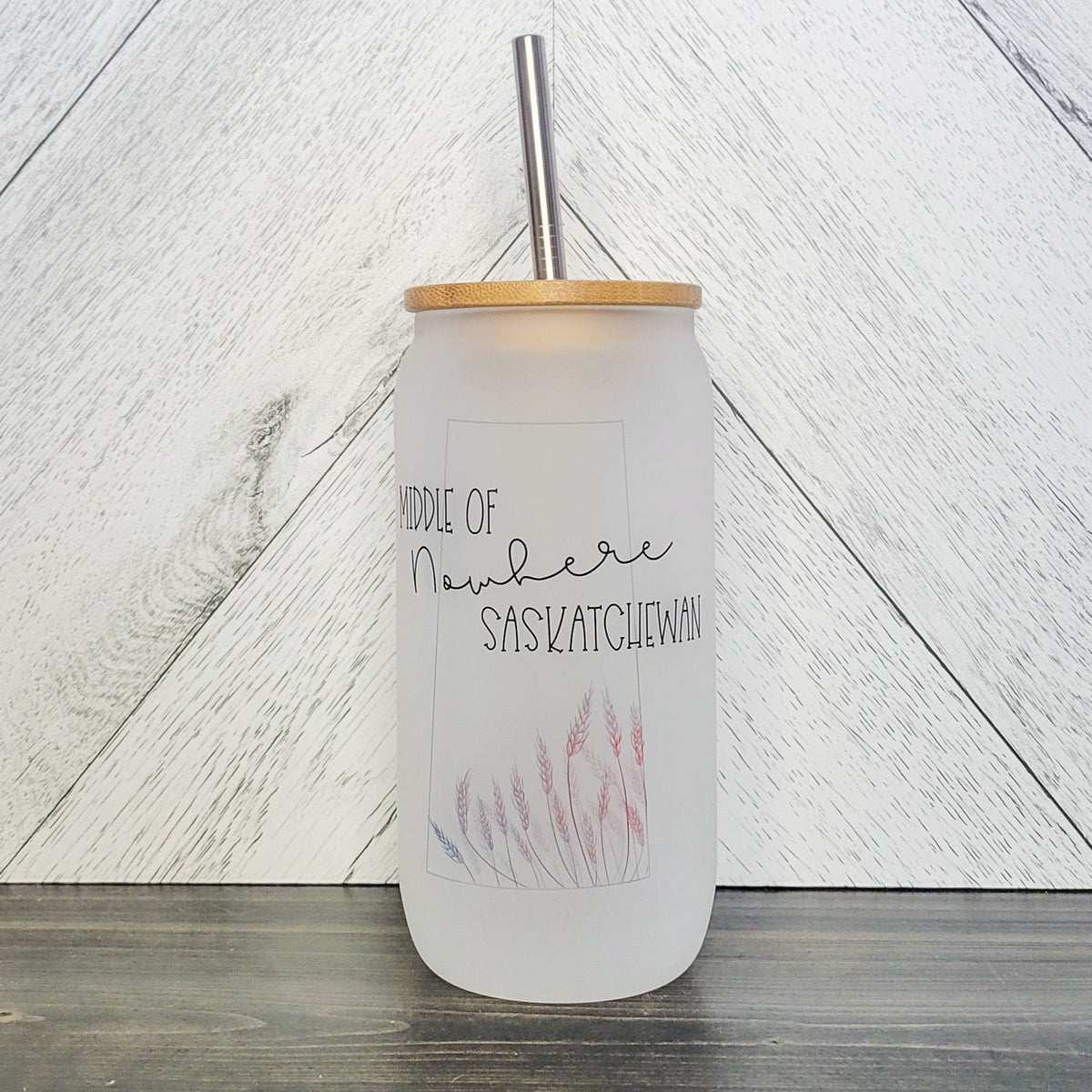 Middle Of Nowhere Glass Can with Bamboo Lid