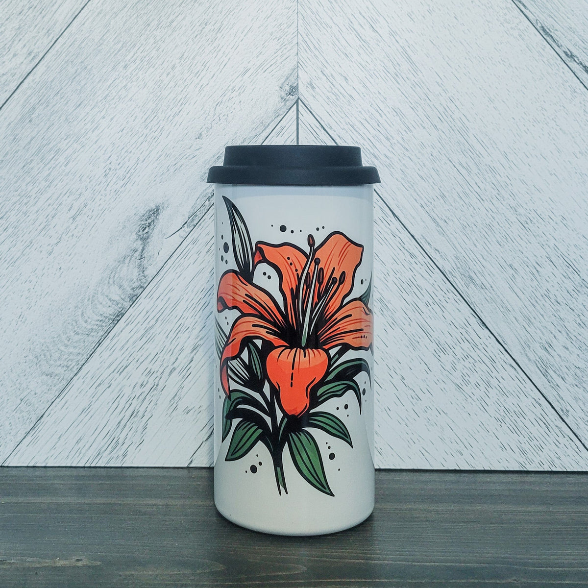 Gobelet en acier inoxydable Vintage Lily de 16 oz | Tasse à boisson Saskatchewan