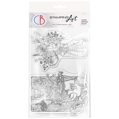 Ciao Bella Lot de tampons transparents 4"X6" Fraises et Fleurs Sauvages