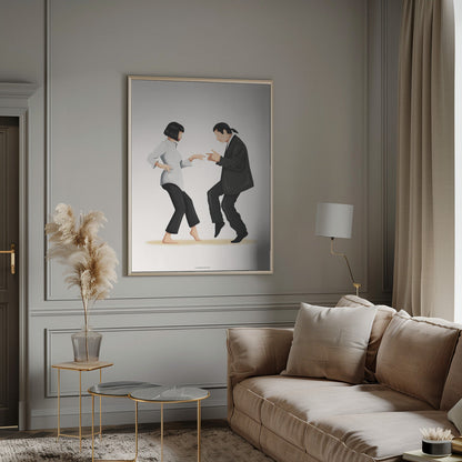 Pulp Fiction Dance Scene Canvas Wall Art | Mia & Vincent Minimalist Pop Culture Print