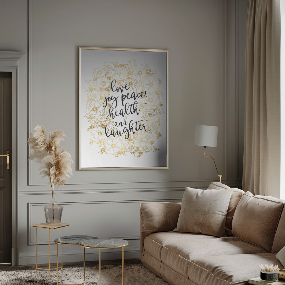 Wall art Holiday wishes with gold flowers Canvas Print