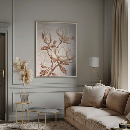 Wall Art Beige Flowers 1