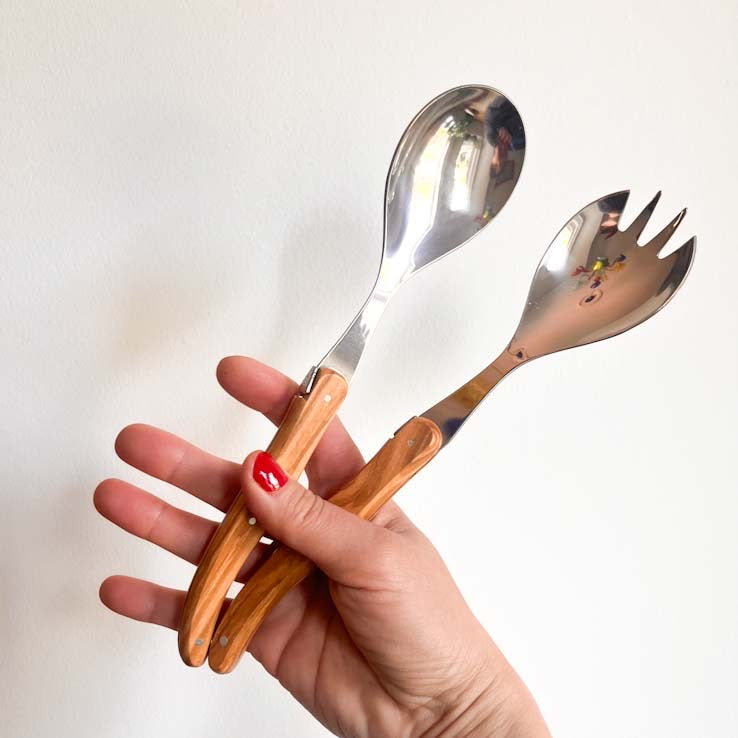 Service à salade Laguiole ®, Manche en bois d'olivier