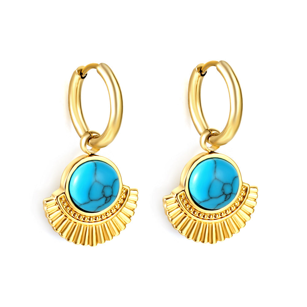 Clous d'oreilles demi-cercle Horizon turquoise