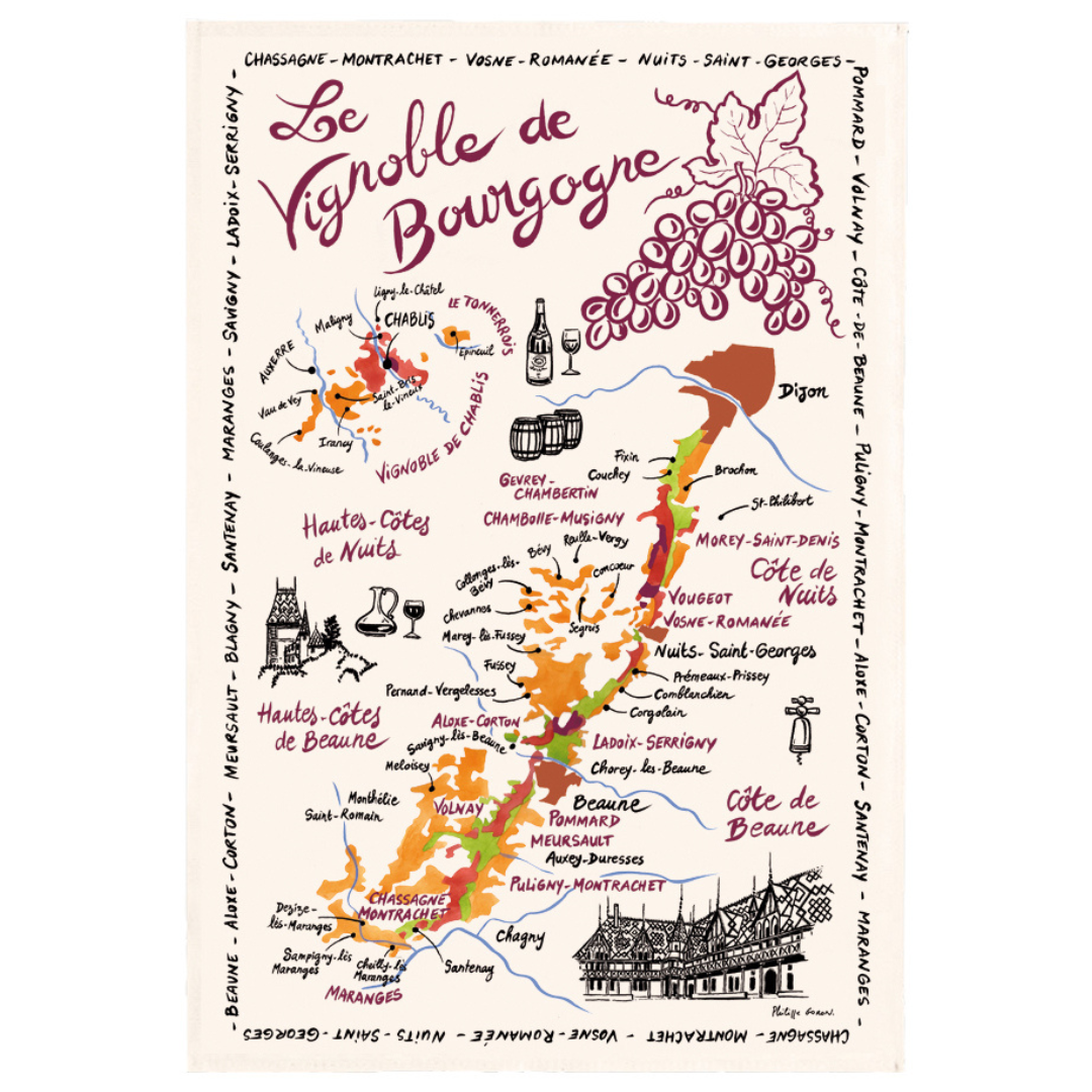 French Wine Map Tea Towels