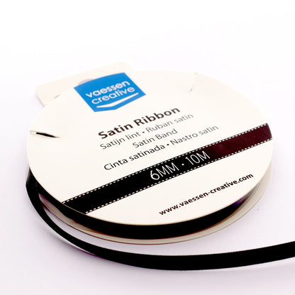 Ruban en satin Vaessen Creative 6mmx10m Noir