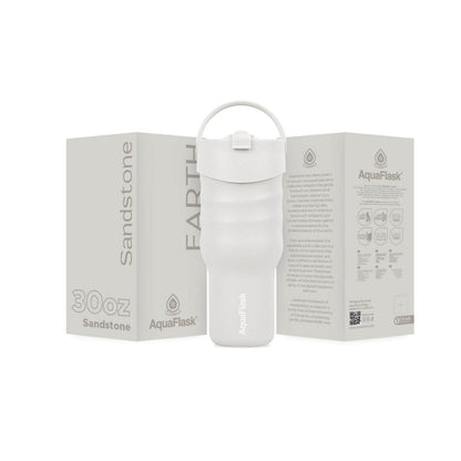 AquaFlask Collection Earth, gobelet isolant en acier inoxydable de 887 ml avec poignée – Chaud 12H / Froid 24H, étanche et durable