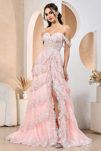 TIERED RUFFLE A LINE DRESS