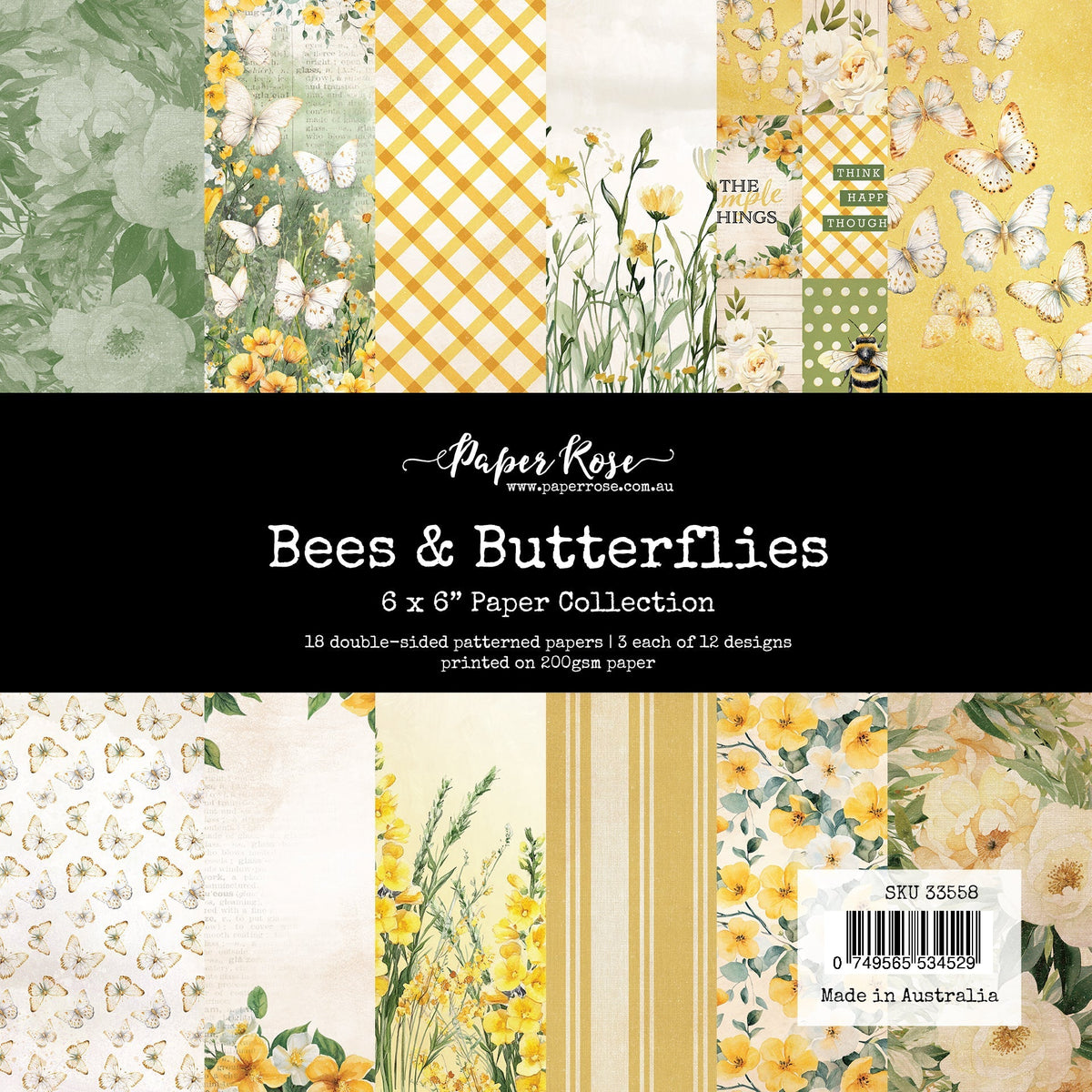 Collection de papiers 15x15 Abeilles & Papillons 33558