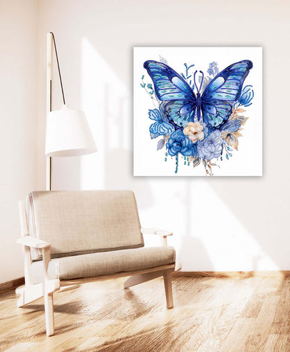 Décoration Murale - Grand Papillon Bleu - Impression sur Toile