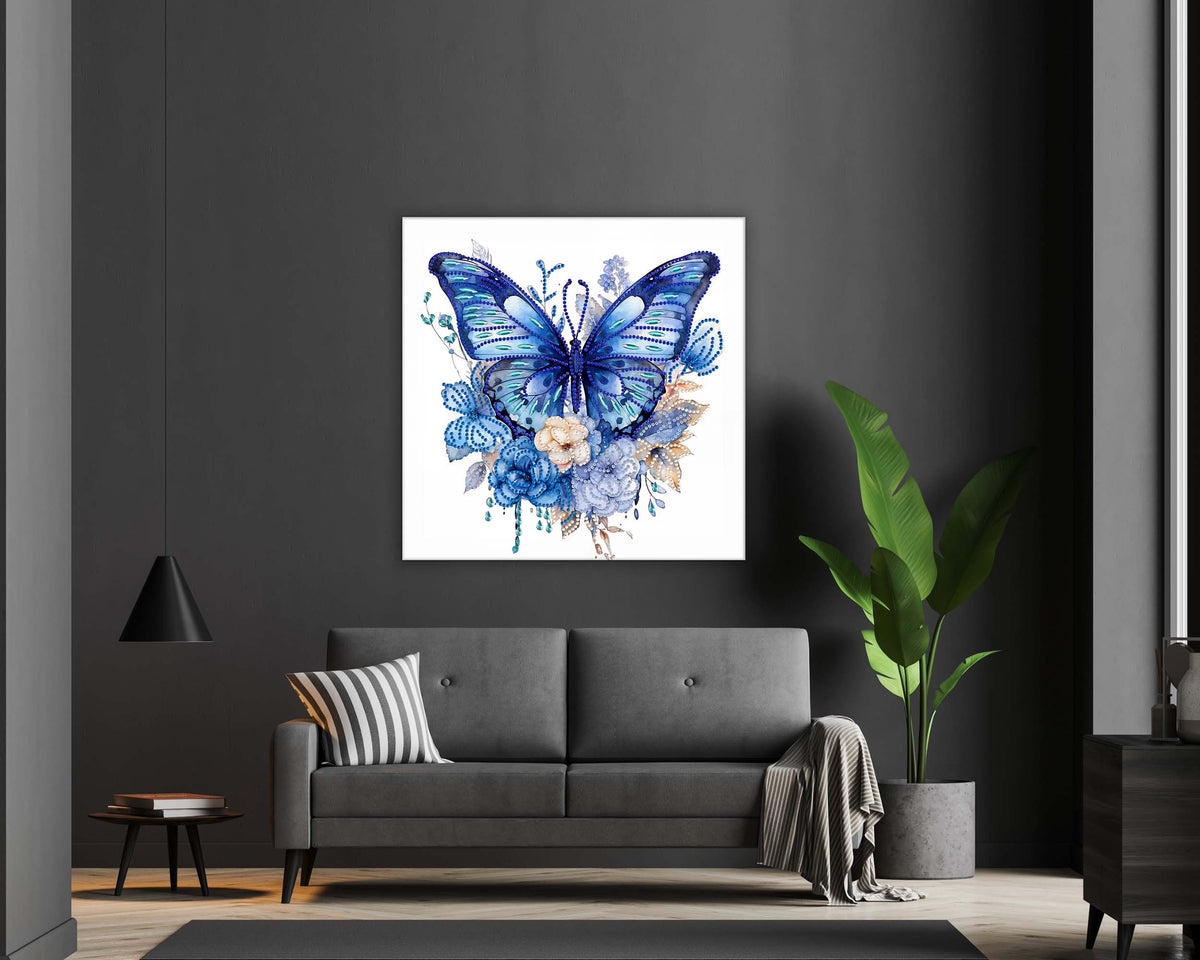 Décoration Murale - Grand Papillon Bleu - Impression sur Toile