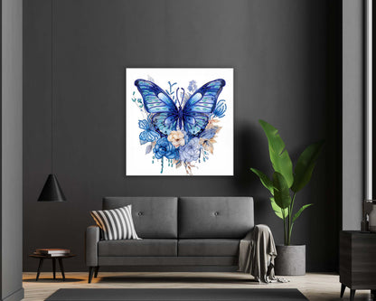 Décoration Murale - Grand Papillon Bleu - Impression sur Toile