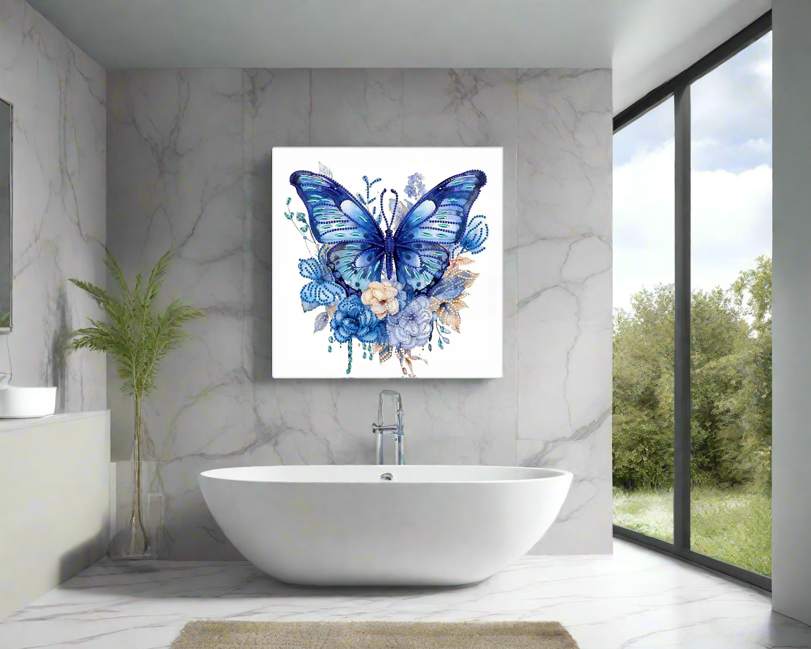 Décoration Murale - Grand Papillon Bleu - Impression sur Toile