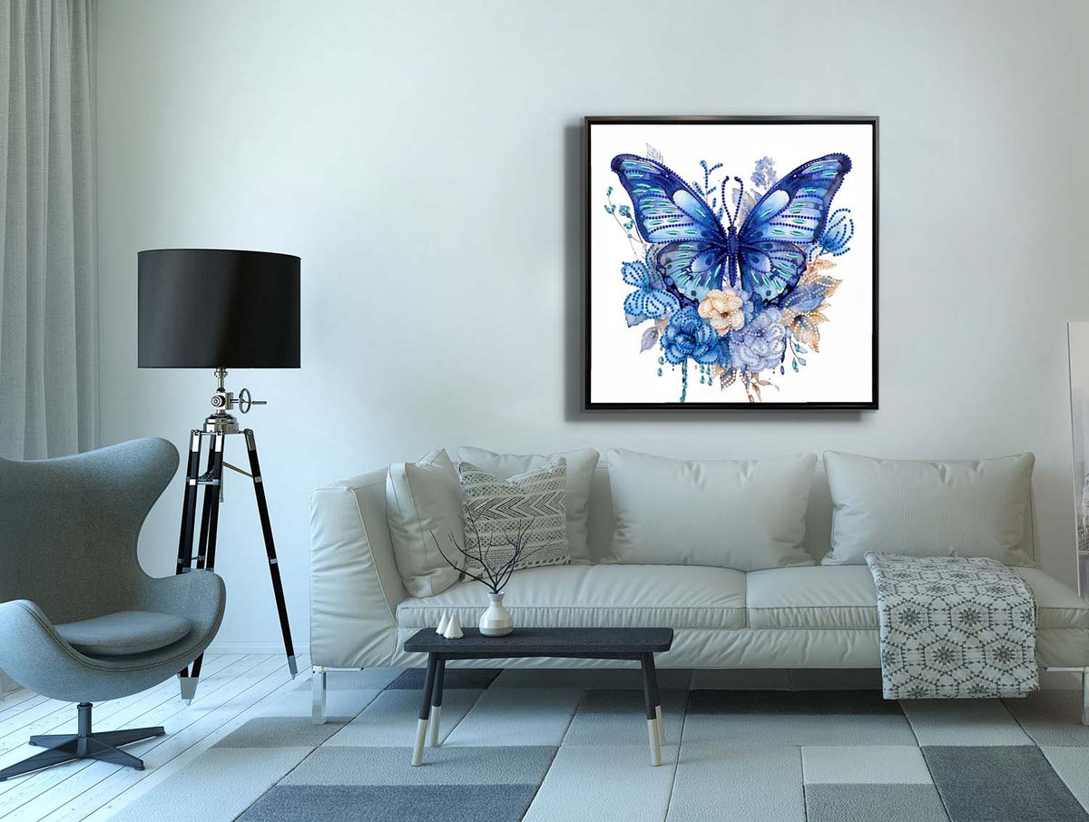 Décoration Murale - Grand Papillon Bleu - Impression sur Toile