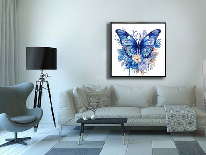Décoration Murale - Grand Papillon Bleu - Impression sur Toile