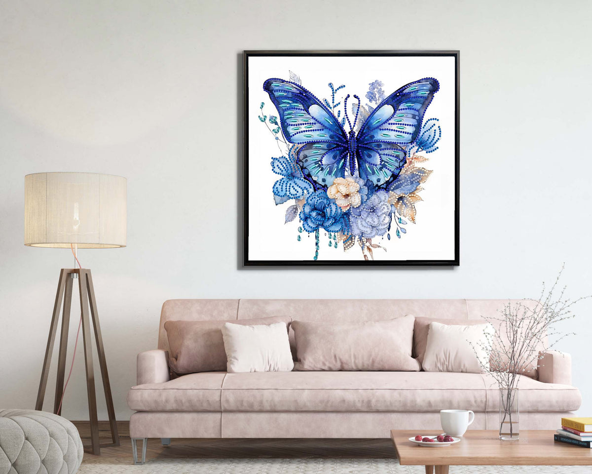 Décoration Murale - Grand Papillon Bleu - Impression sur Toile
