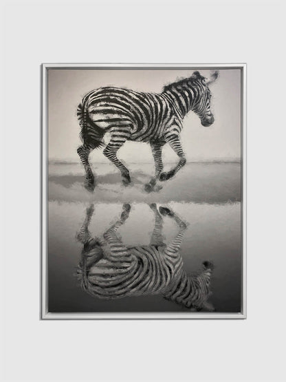 Zebra Canvas Black and White -Wildlife Canvas Art-Silver varnish