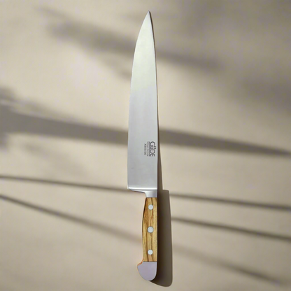 ALPHA OLIVE| Couteau de chef - 25 cm | Acier forgé avec manche en bois d'olivier