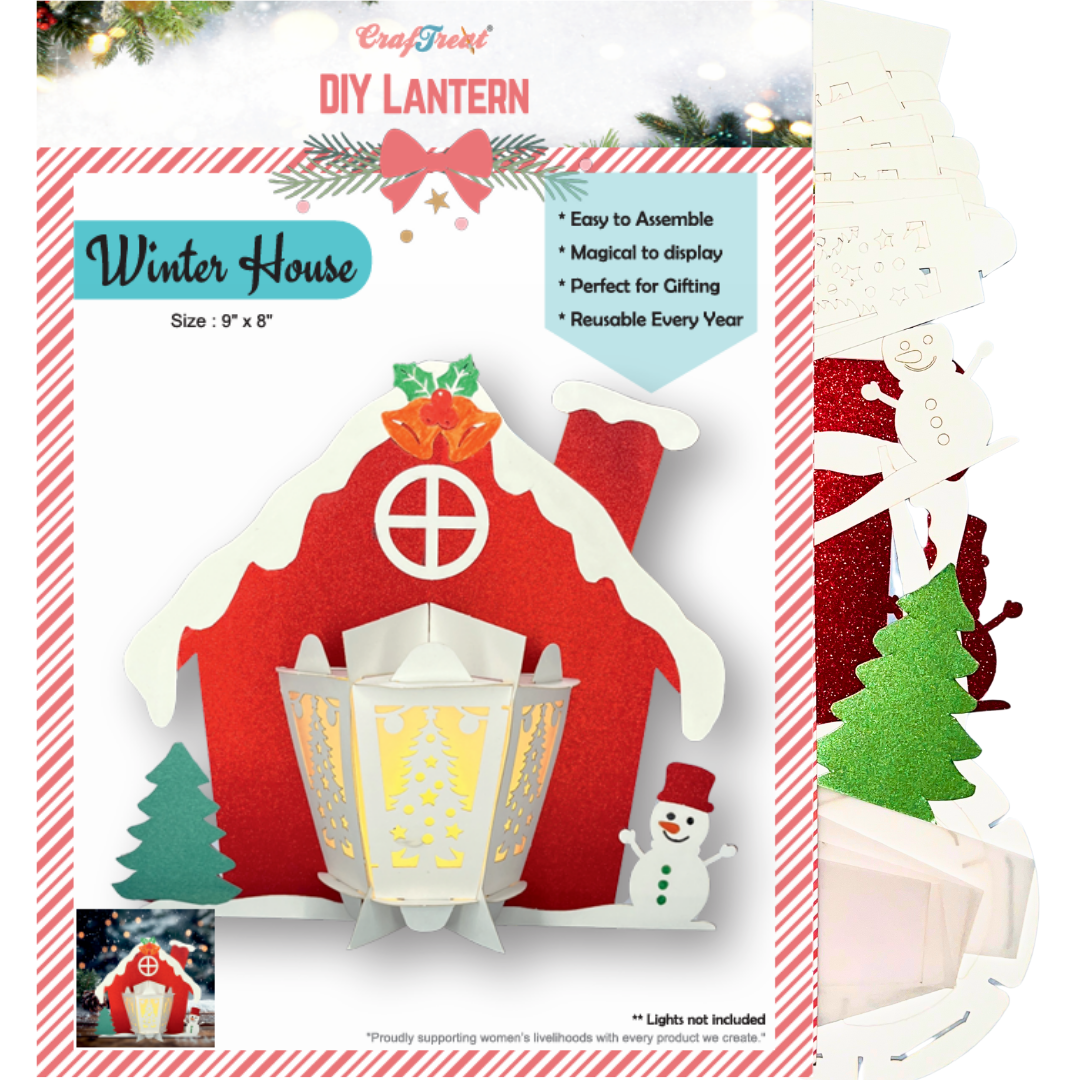CrafTreat Lanternes en papier à faire soi-même – Maison d'hiver