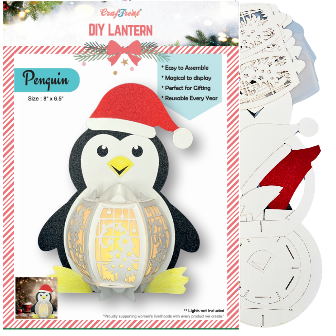 Lanternes en papier à faire soi-même CrafTreat - Pingouin
