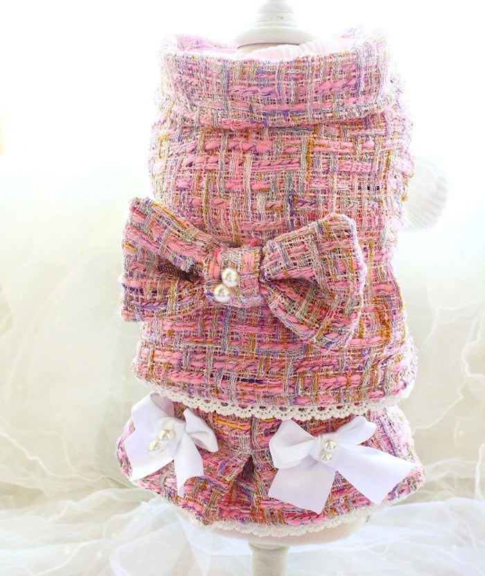 Ensemble Robe et Jupe Bébé Poupée en Tweed | Tenue Jupe et Haut de Cérémonie
