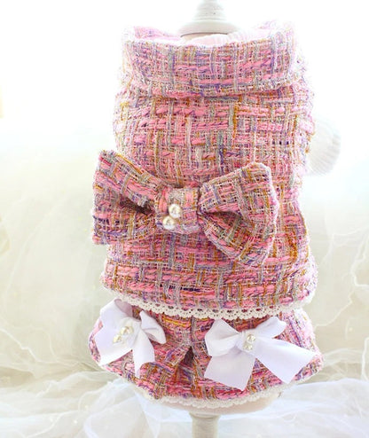 Ensemble Robe et Jupe Bébé Poupée en Tweed | Tenue Jupe et Haut de Cérémonie