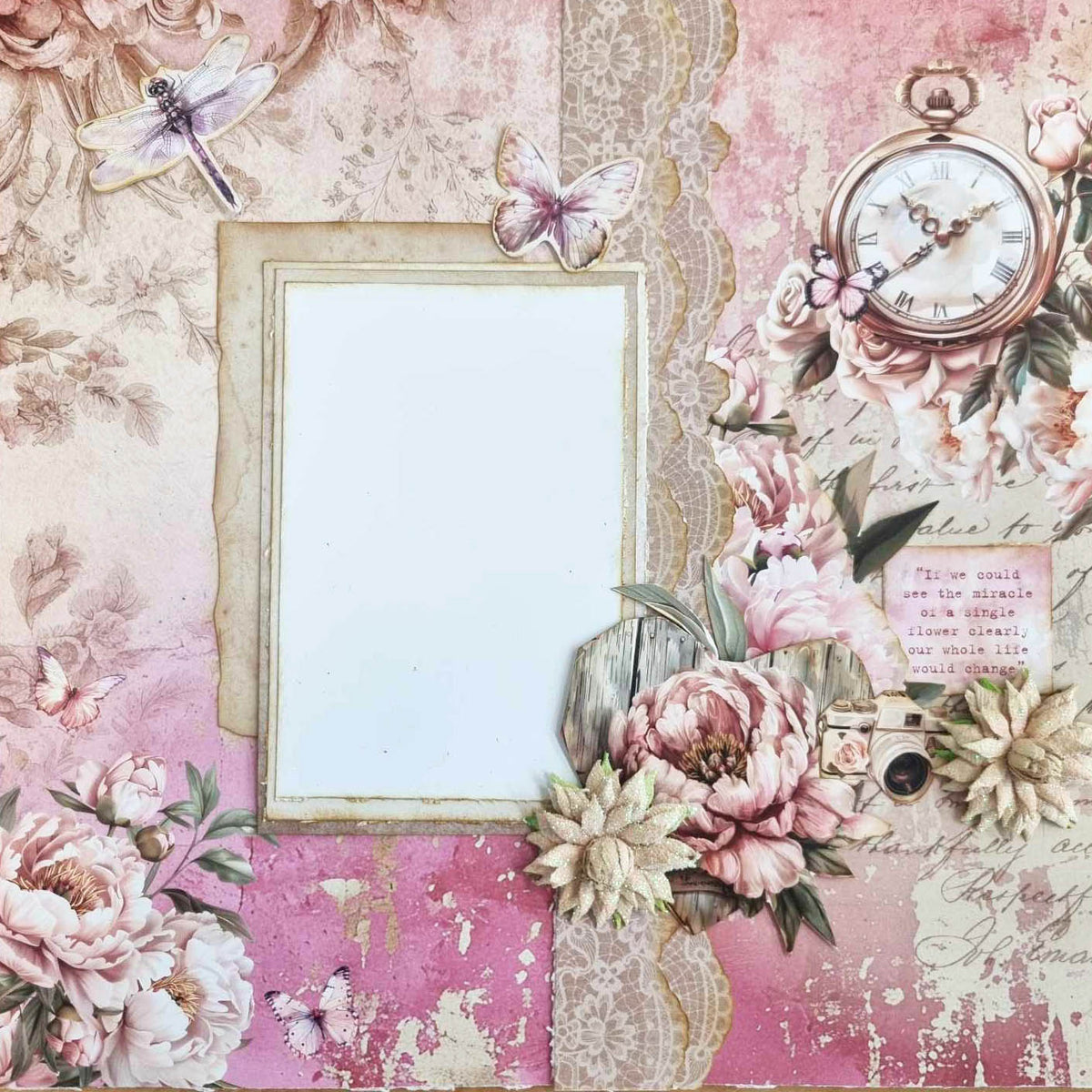3Quarter Designs Papier et Découpes 12x12 Pivoines Épanouies
