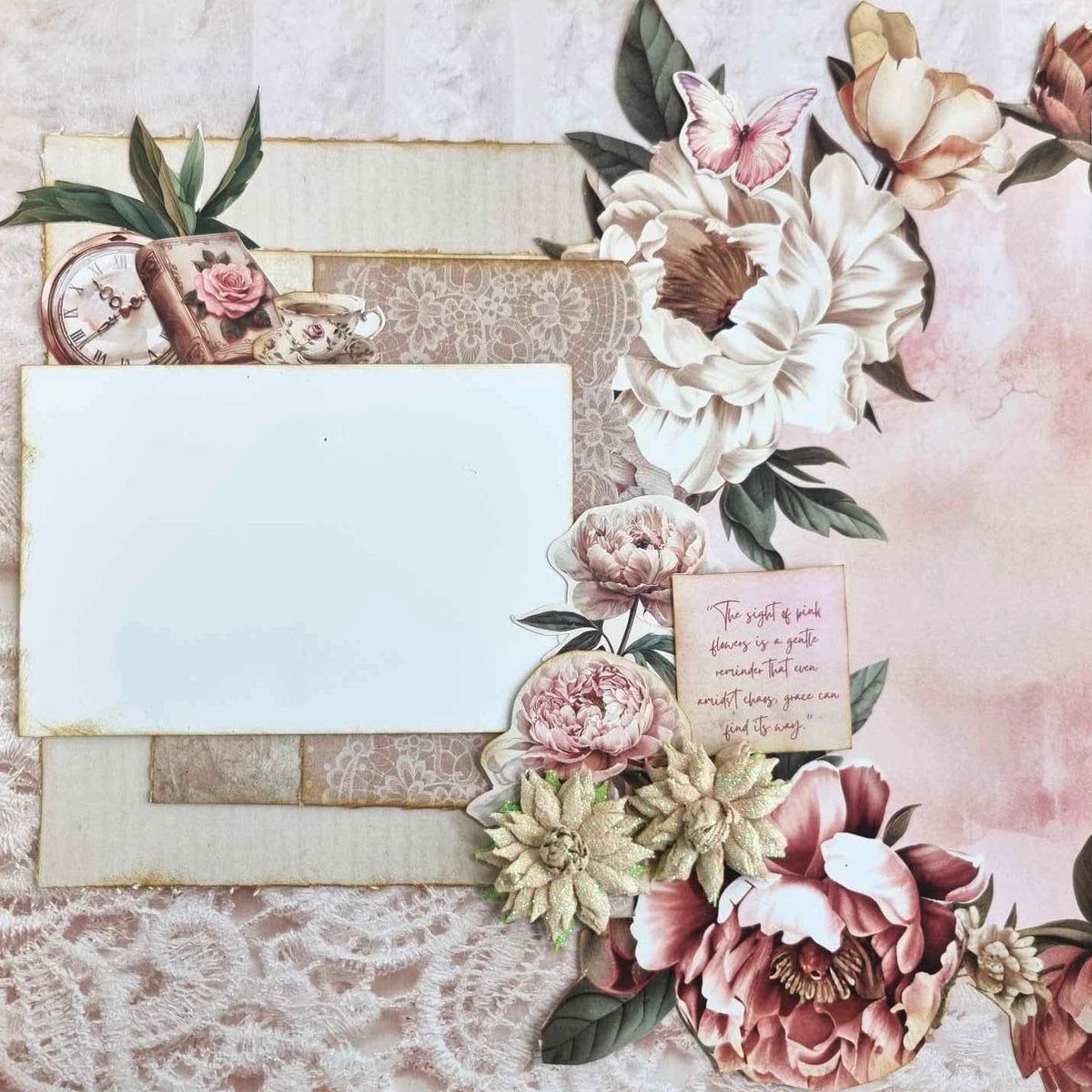 3Quarter Designs Papier et Découpes 12x12 Pivoines Épanouies