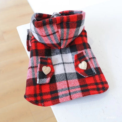 Dog Plaid Coat | Valentine Hoodie Dog Coat