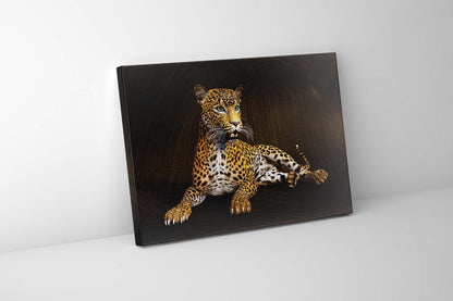 Leopard -Wildlife Canvas Art -Wall decor- Hand applied Gold varnish #4836-047