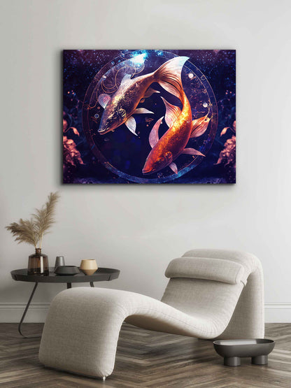 Canvas Print -Zodiac Pisces Fish Symbol-Wall Art