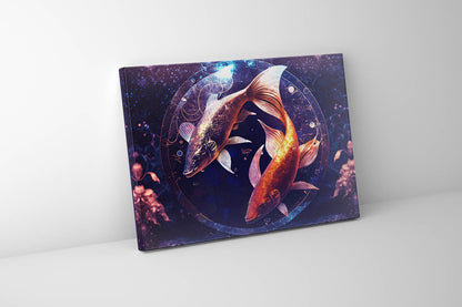 Canvas Print -Zodiac Pisces Fish Symbol-Wall Art