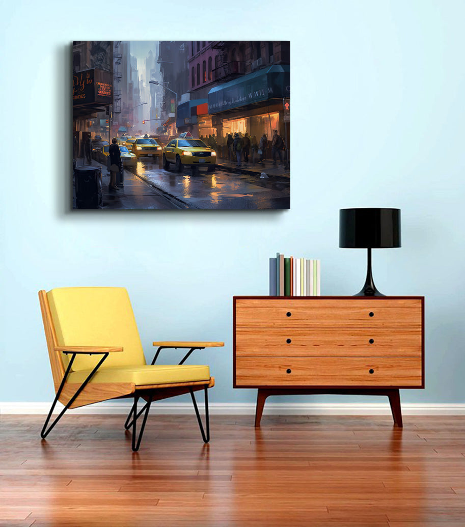 Canvas Wall Art-Night Streets Of NYC-RGB varnish