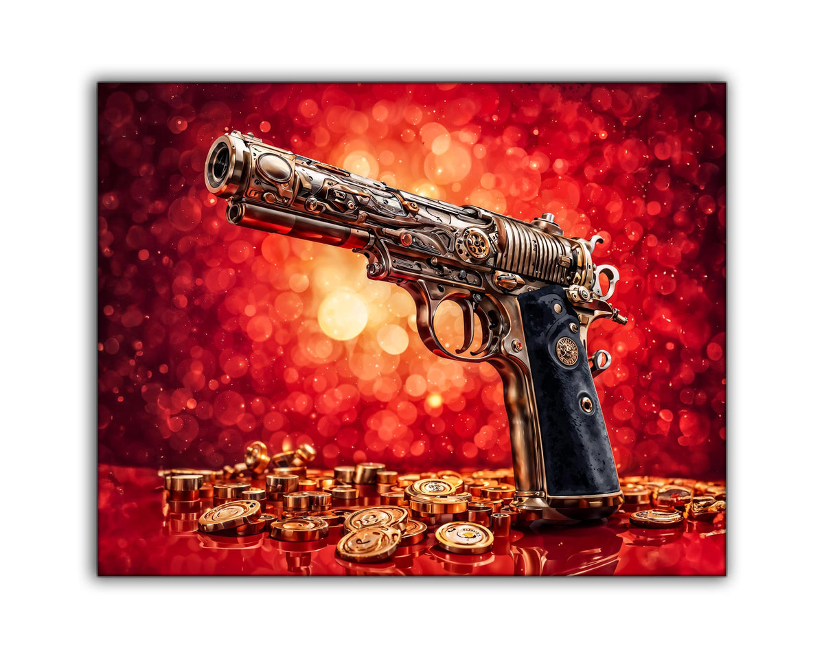 Wall Art-Gun & money -Canvas Printed-Pop art