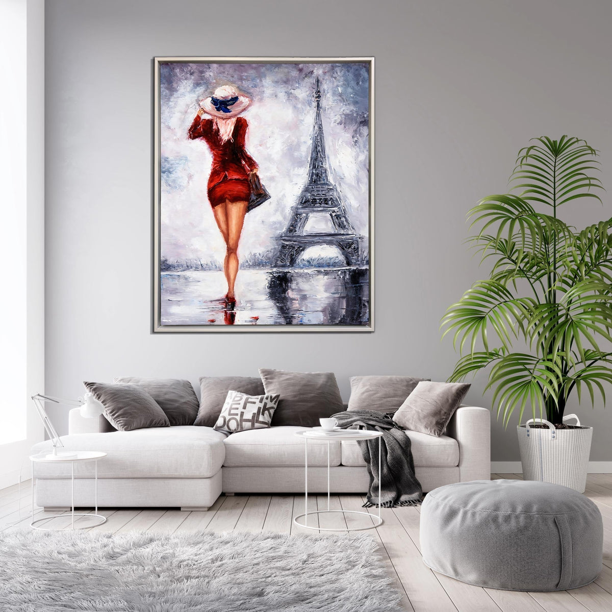 Wall Art Girl Eiffel Tower-Fine Artwork-Wall Art-Abstract
