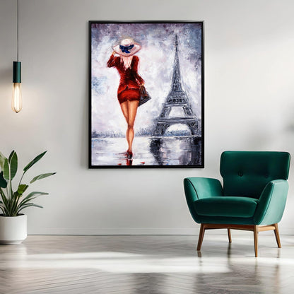 Wall Art Girl Eiffel Tower-Fine Artwork-Wall Art-Abstract
