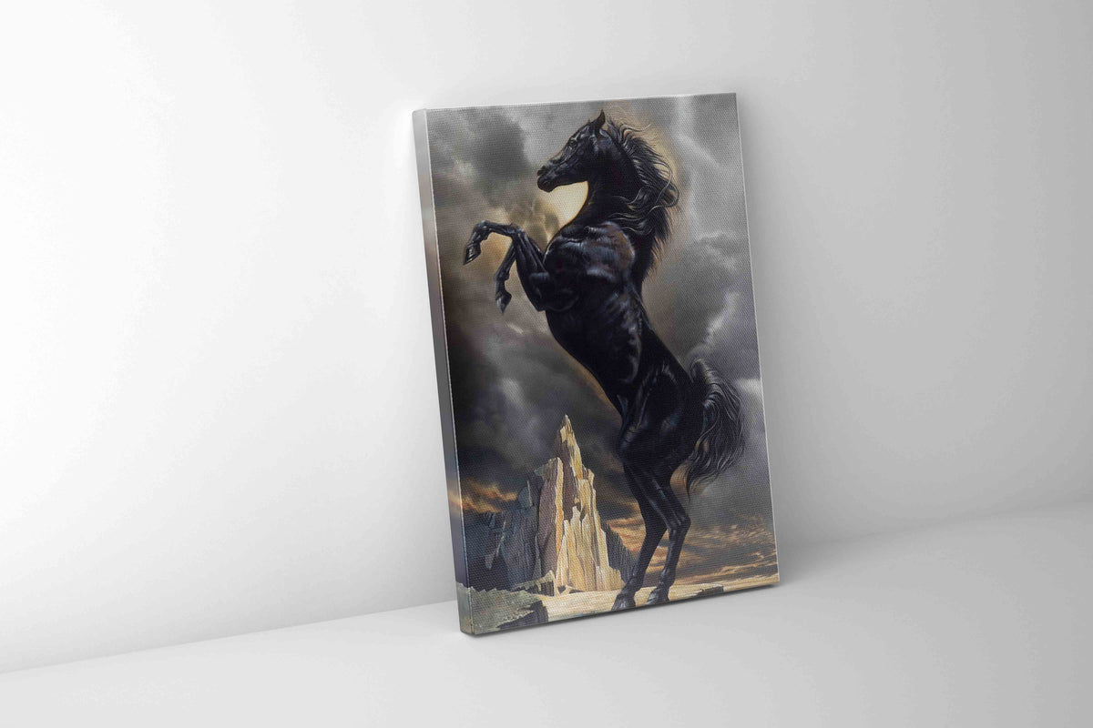 Wall Art Black Stallion 36" x 48" Fine Art Canvas