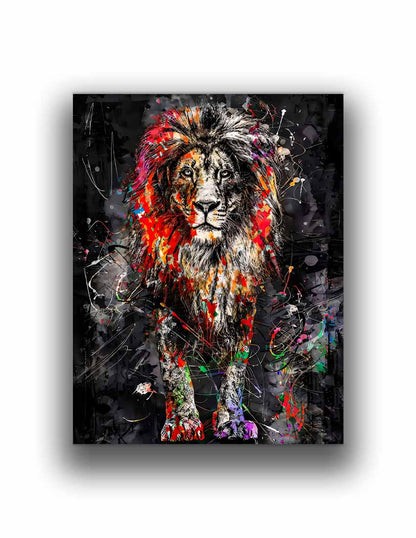 Uncle Leo Lion Canvas Wall Art | Colourful Wildlife Portrait | 35 × 47 inches