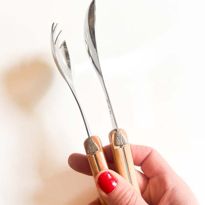 Service à salade Laguiole ®, Manche en bois d'olivier
