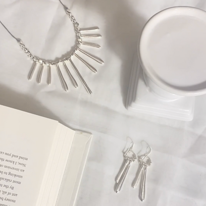 Double Drop Earrings In Silver Plate