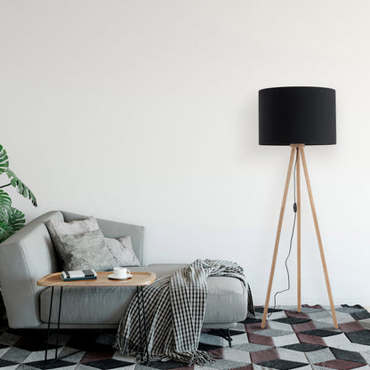 TOKYO Wood & Linen Floor Lamp for Living Room & Bedroom