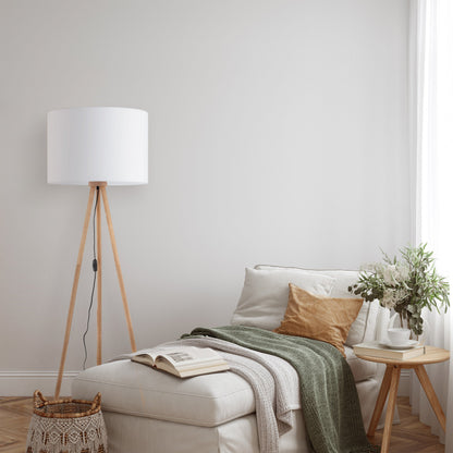 TOKYO Wood & Linen Floor Lamp for Living Room & Bedroom