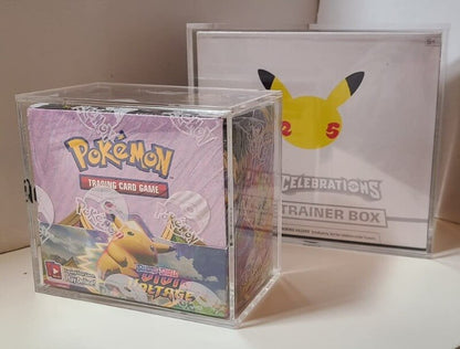 Boîte de boosters Pokémon avec couvercle coulissant anti-UV - Protection en acrylique EVORETRO 4,0 MM
