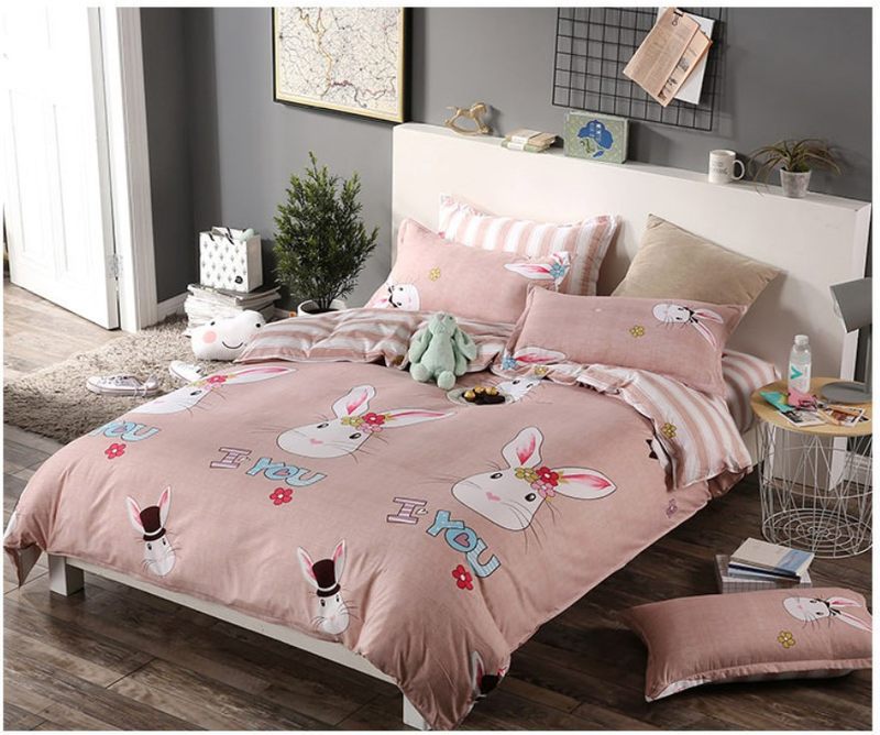 4-Piece Diamond Velvet Bedding Set – Geometric Pattern Duvet Cover & Sheet Set