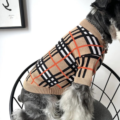 Dog Knit Sweater | Brrbrry Plaid Dog Sweater