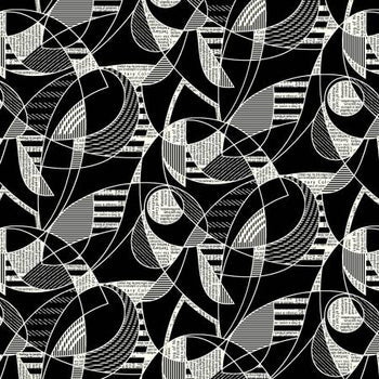 Géométrique Noir/blanc cassé Noir/blanc cassé - 6857S-93 - Langage des Couleurs
