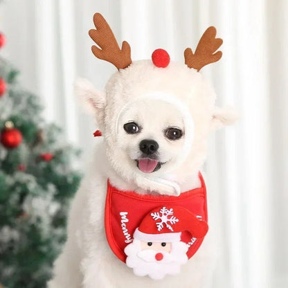 Holiday Cheer Dog Bandana and Hat Set | Reindeer or Tree Theme